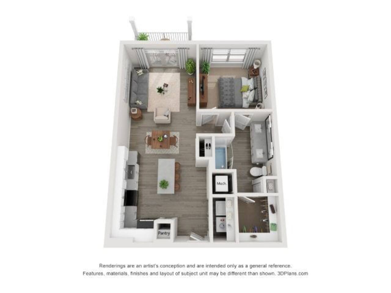 Floorplan diagram for Collins A1, showing 1 bedroom