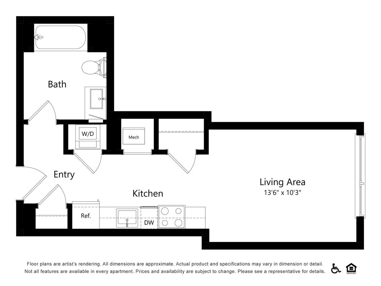 Floorplan diagram for Canyon S1, showing Studio