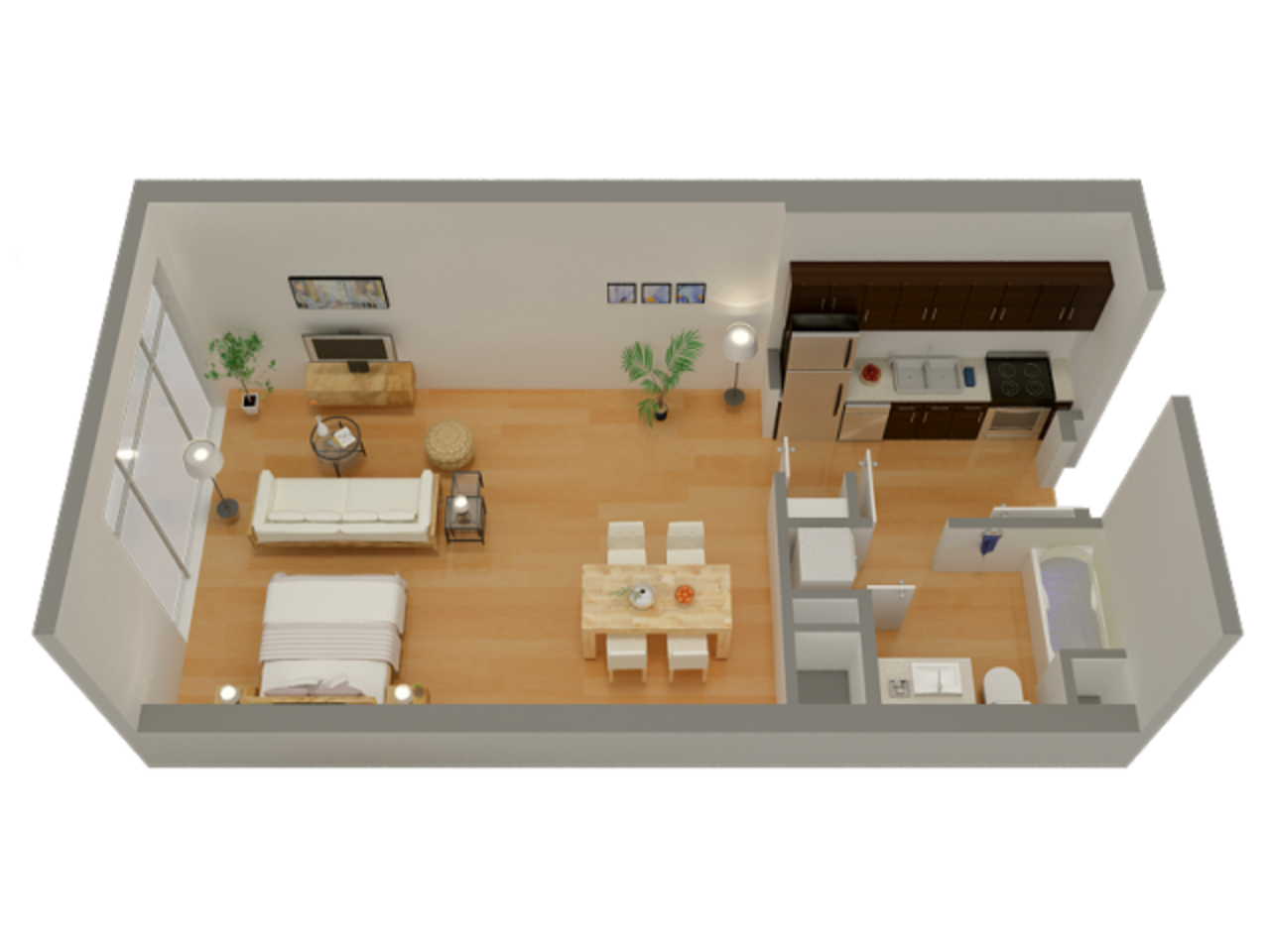 Floorplan diagram for E2.1, showing Studio