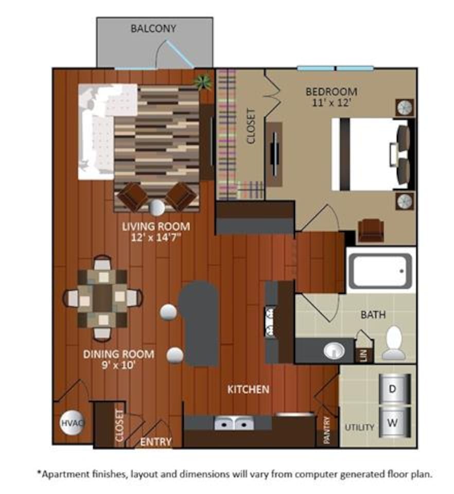 Floorplan diagram for A1, showing 1 bedroom