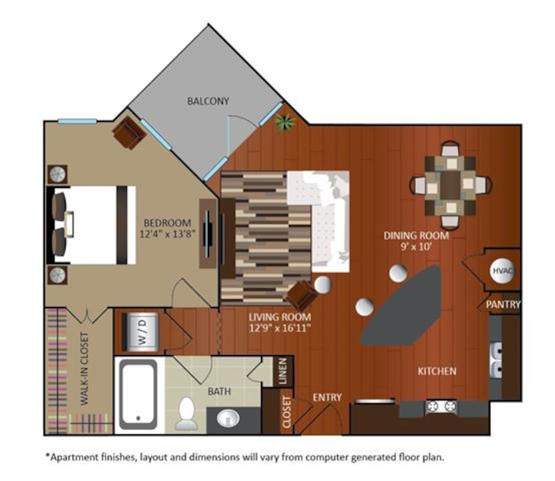 Floorplan diagram for A3, showing 1 bedroom
