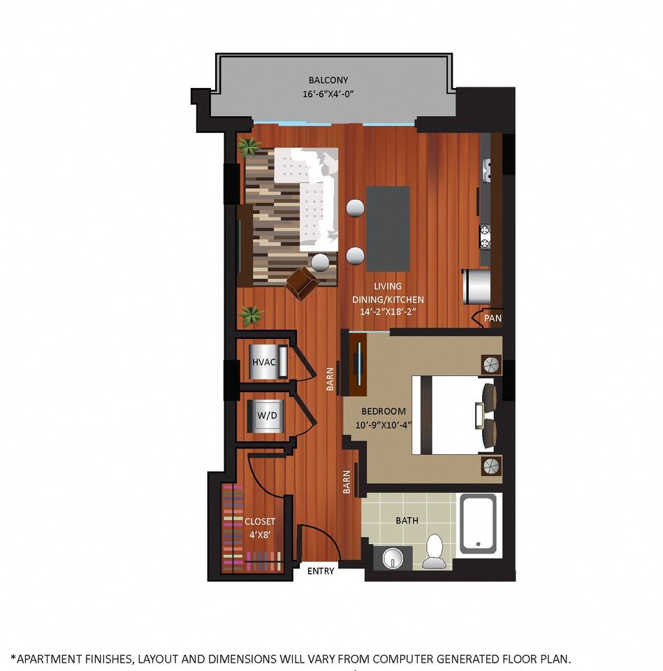 Floorplan diagram for A1, showing 1 bedroom