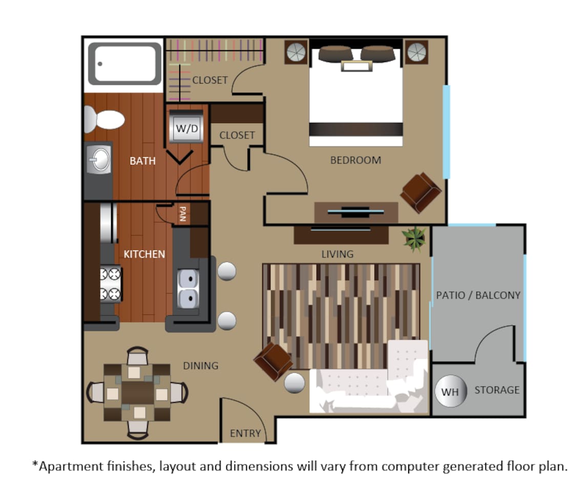 Floorplan diagram for A1R, showing 1 bedroom