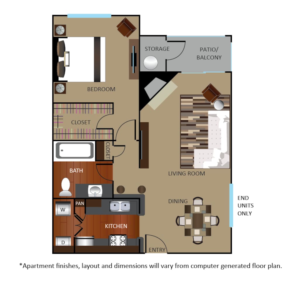 Floorplan diagram for A3R, showing 1 bedroom