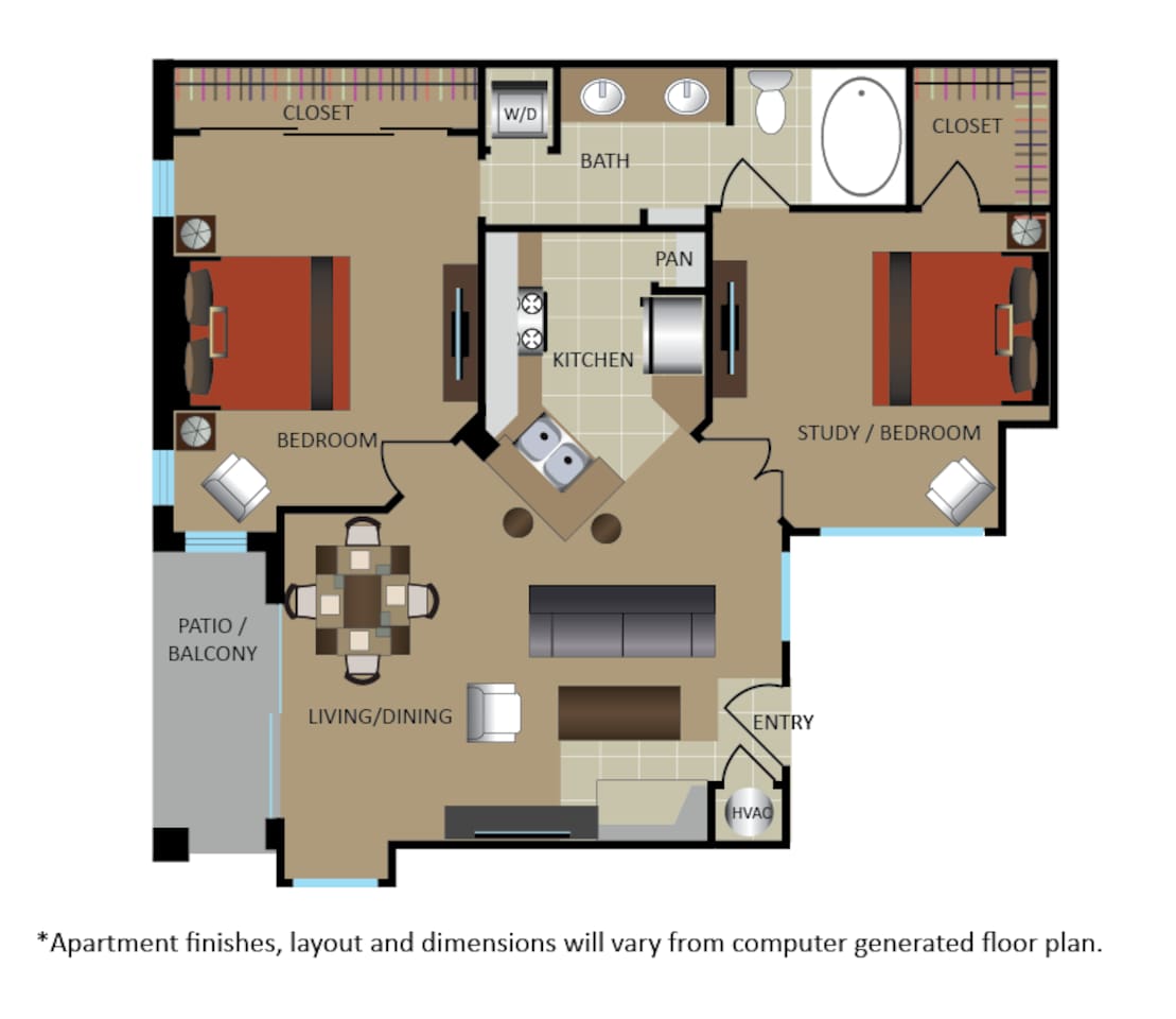 Floorplan diagram for CHELSEA + DEN, showing 1 bedroom