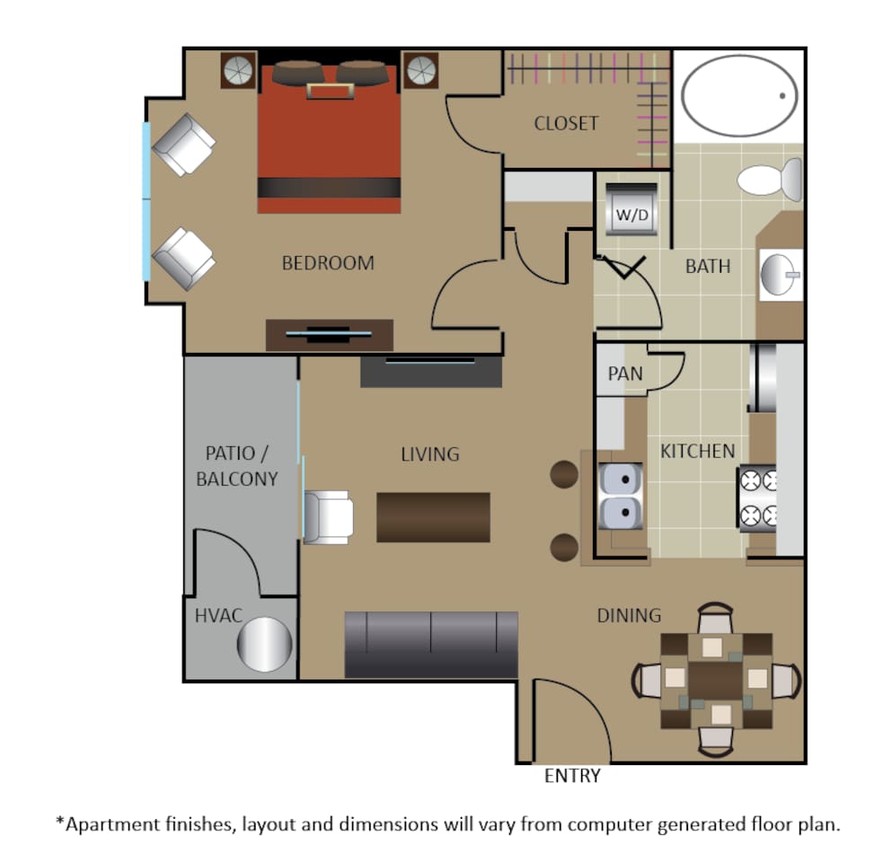 Floorplan diagram for A1, showing 1 bedroom