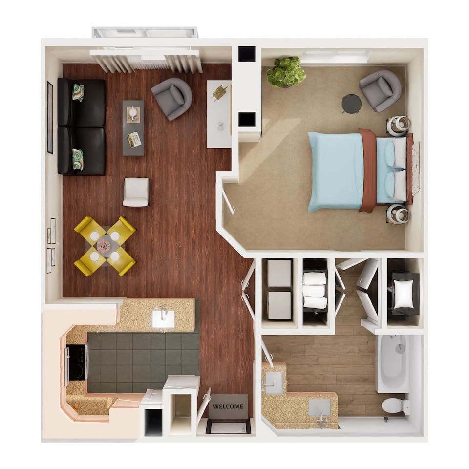 Floorplan diagram for A2, showing 1 bedroom