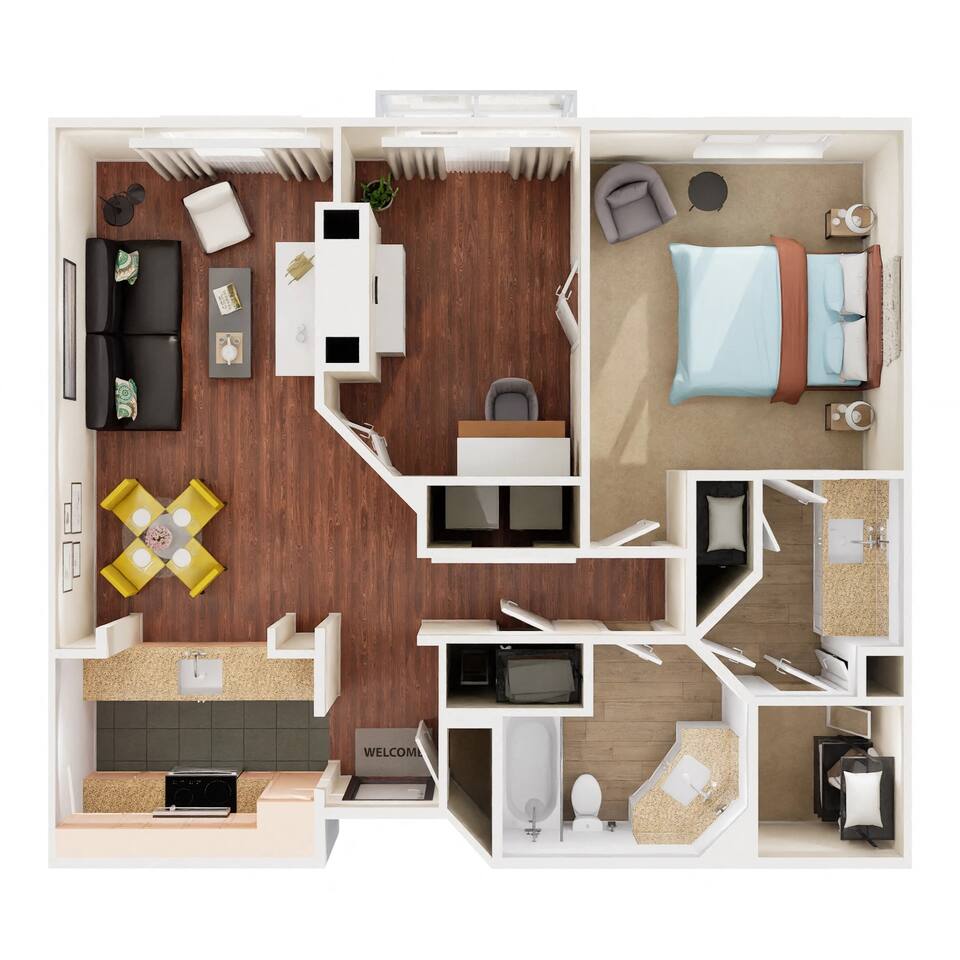 Floorplan diagram for B1, showing 1 bedroom