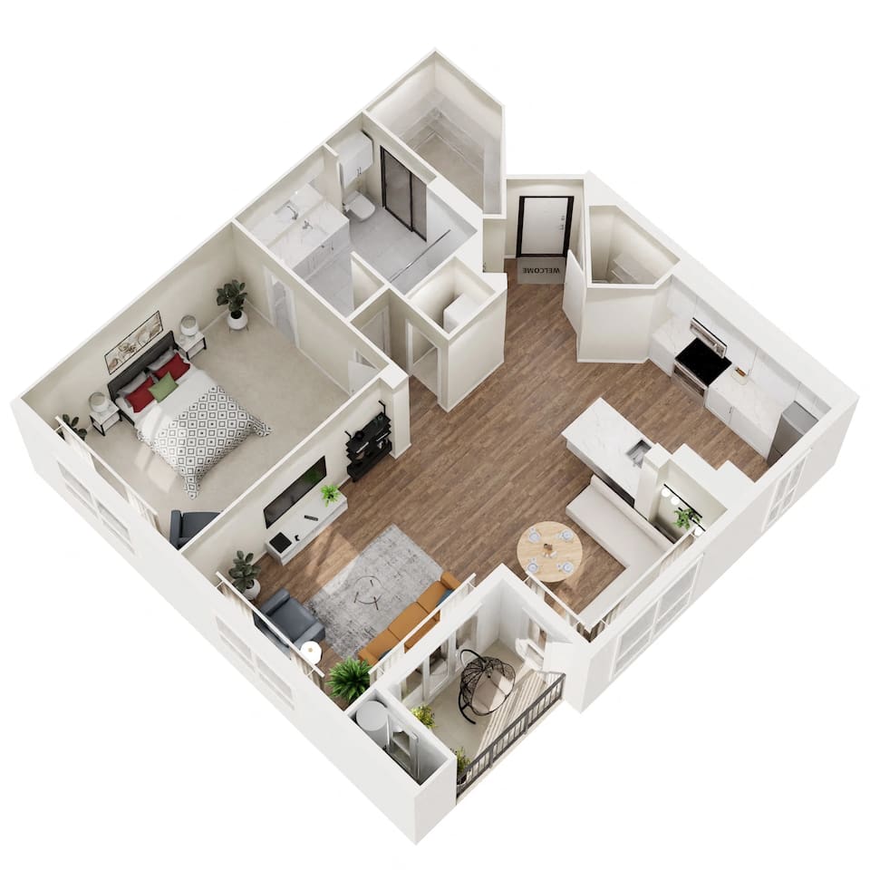 Floorplan diagram for Be - Renovated, showing 1 bedroom