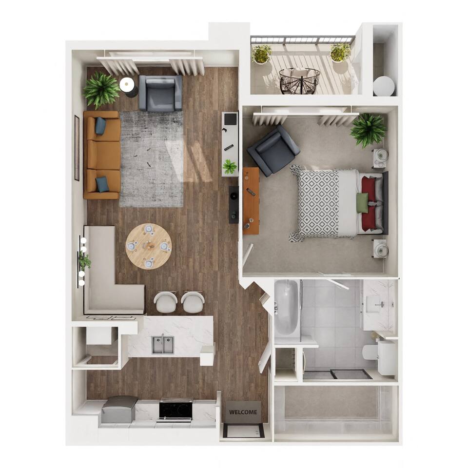 Floorplan diagram for A - Renovated, showing 1 bedroom