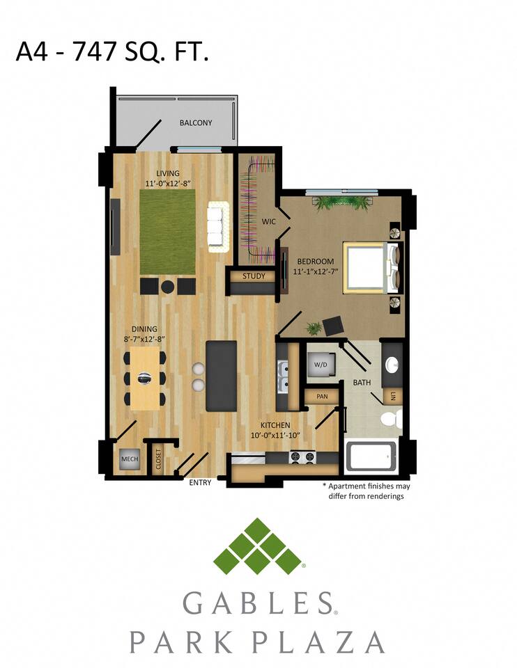Floorplan diagram for A4, showing 1 bedroom