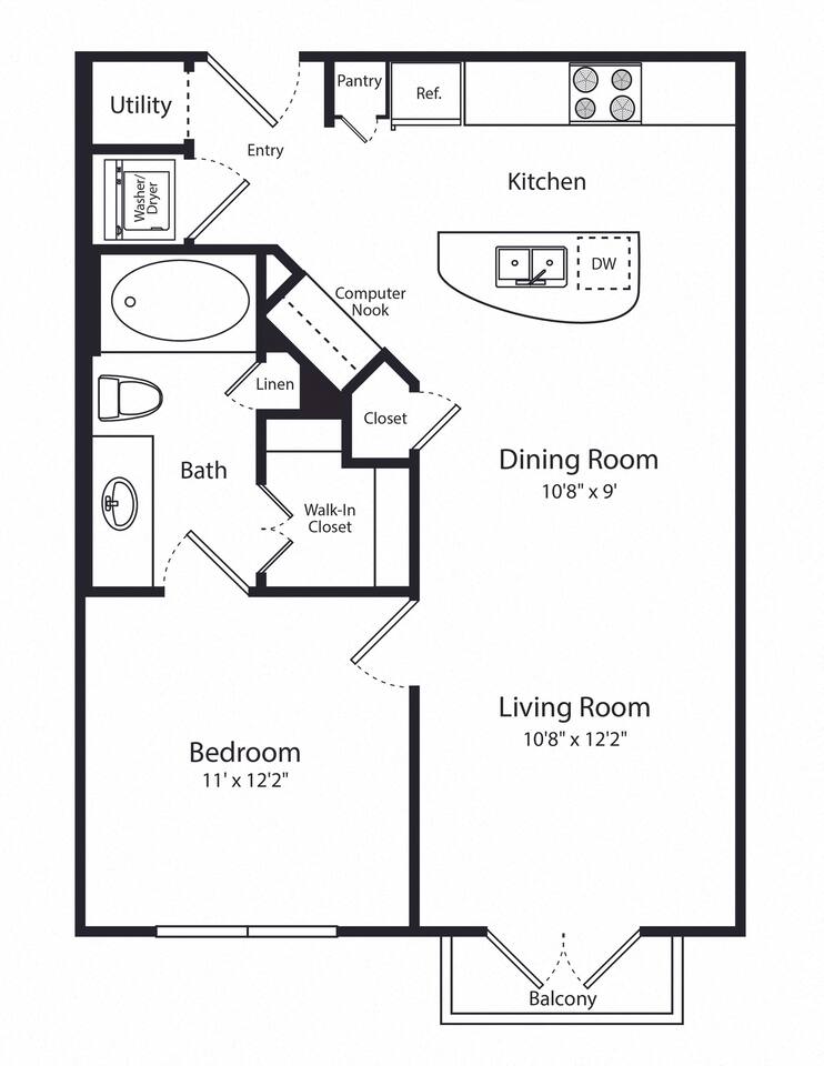 Floorplan diagram for A1, showing 1 bedroom