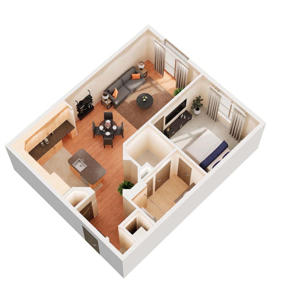 Floorplan diagram for A2F, showing 1 bedroom