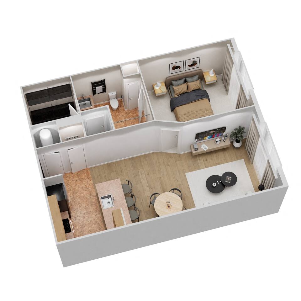 Floorplan diagram for A1, showing 1 bedroom