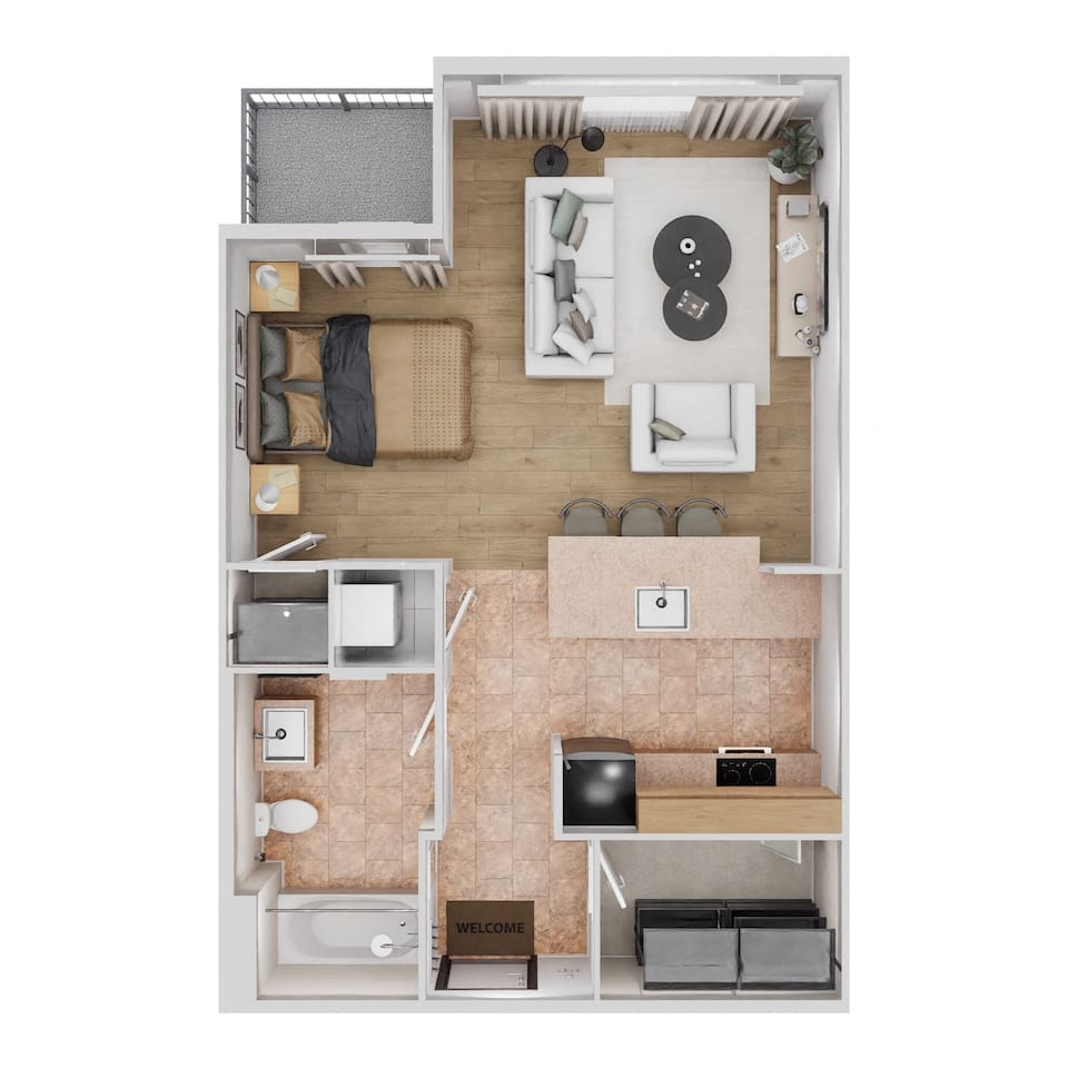 Floorplan diagram for A4, showing 1 bedroom
