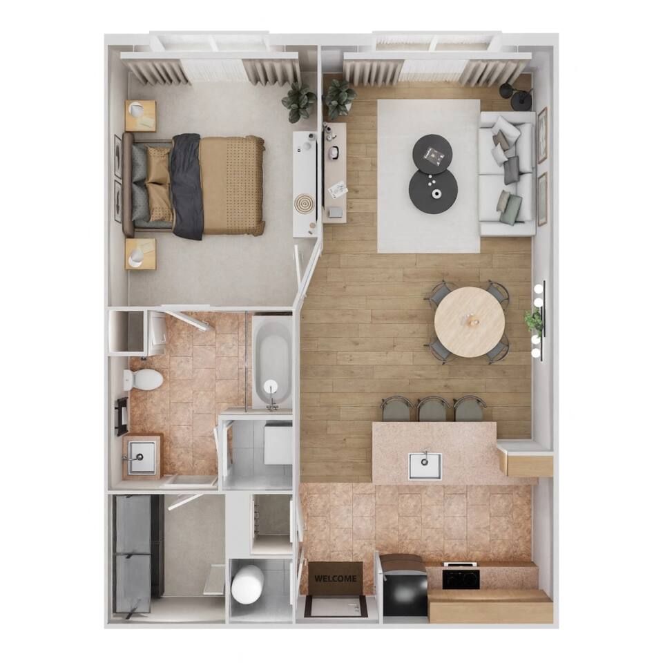 Floorplan diagram for A1 - Renovated, showing 1 bedroom