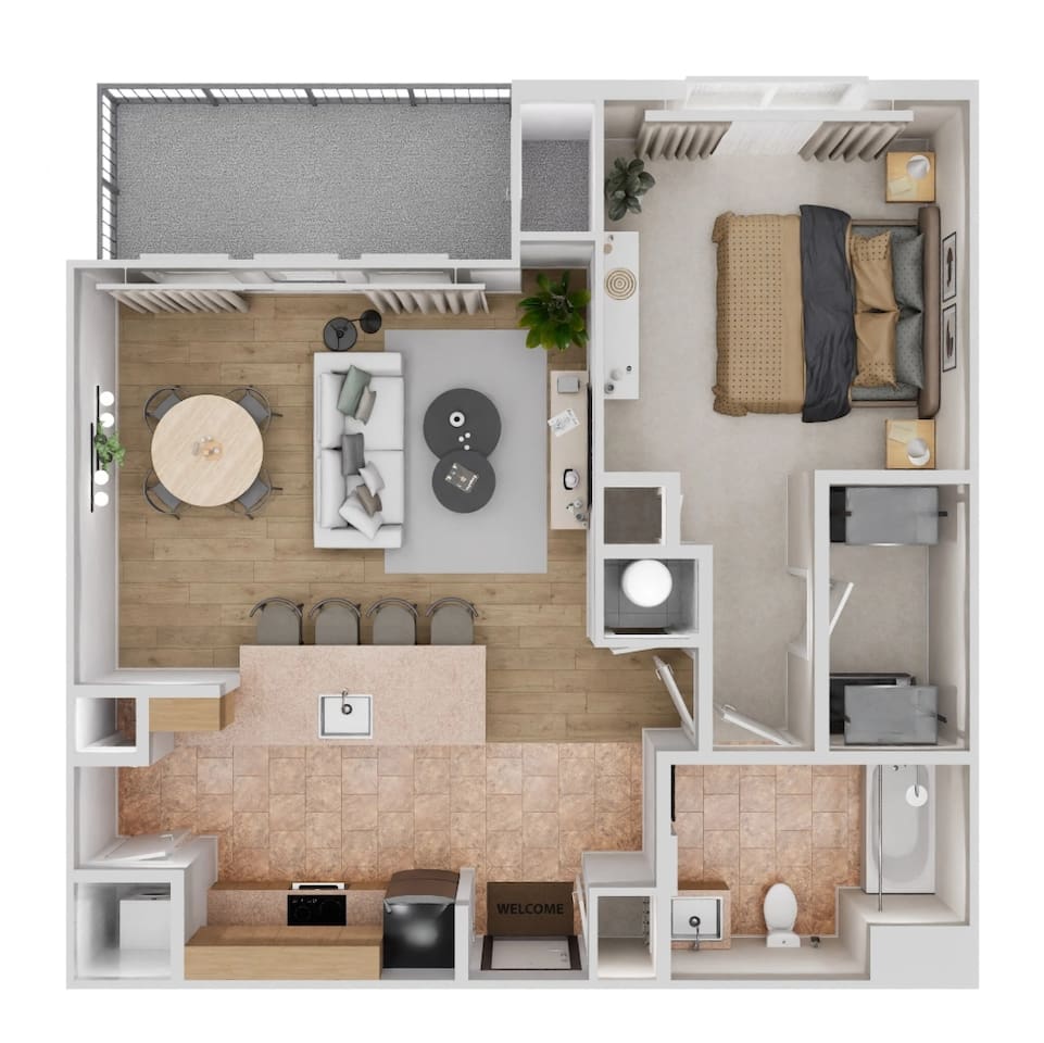 Floorplan diagram for A3 - Renovated, showing 1 bedroom