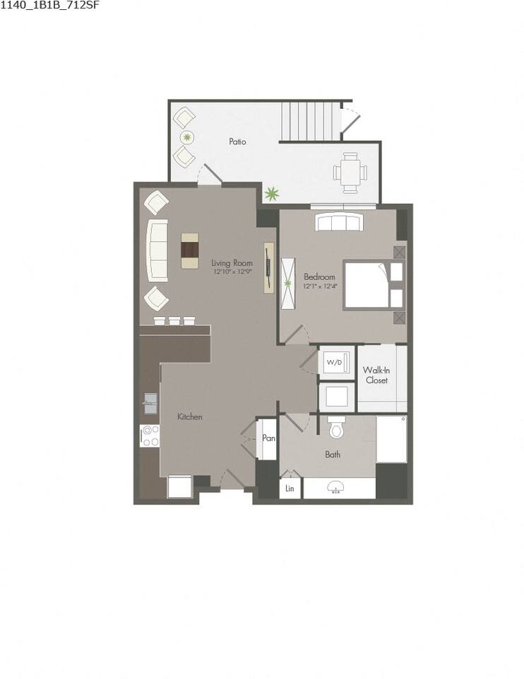 Floorplan diagram for 3A1, showing 1 bedroom