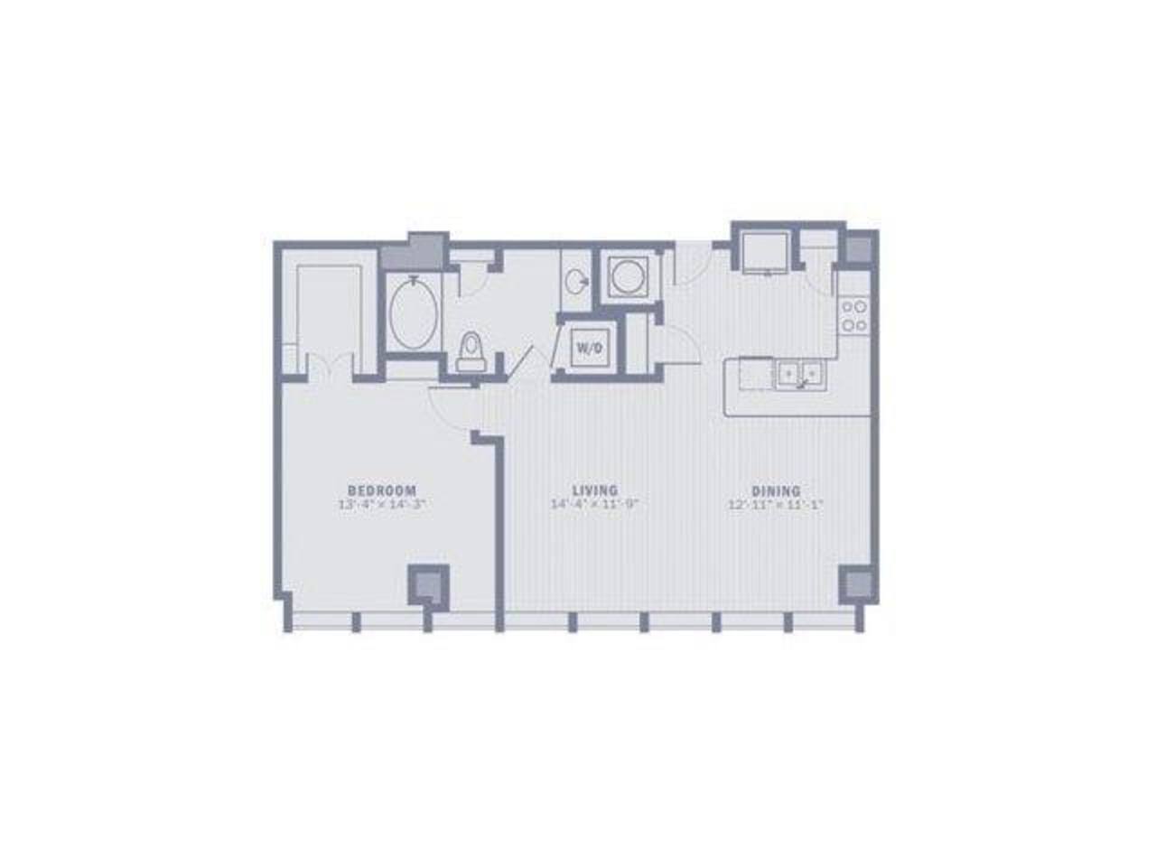 Floorplan diagram for A3, showing 1 bedroom