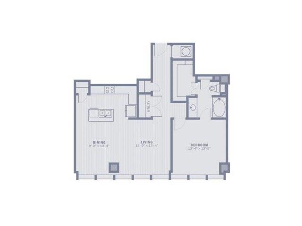 Floorplan diagram for A335, showing 1 bedroom