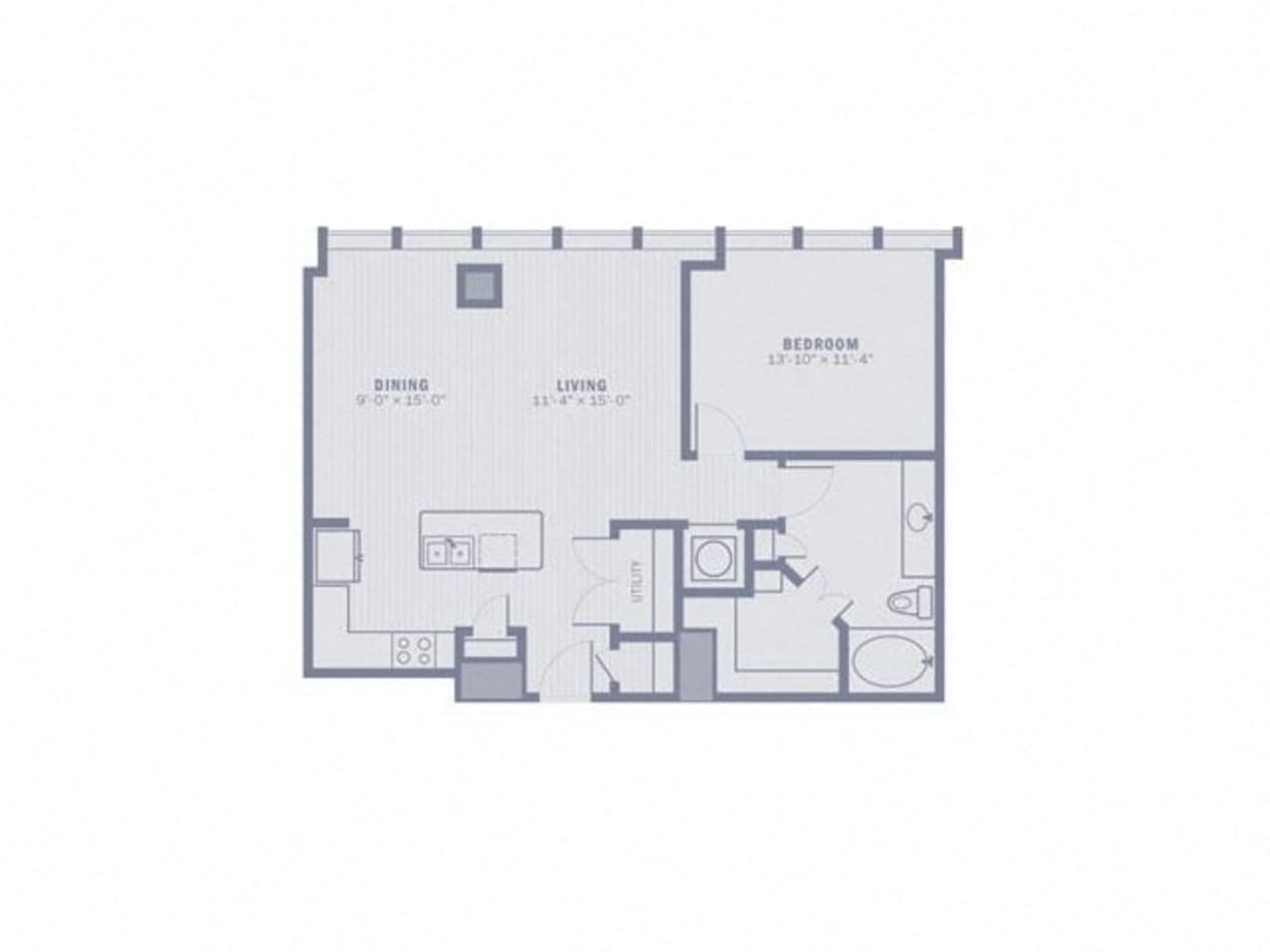 Floorplan diagram for A4, showing 1 bedroom