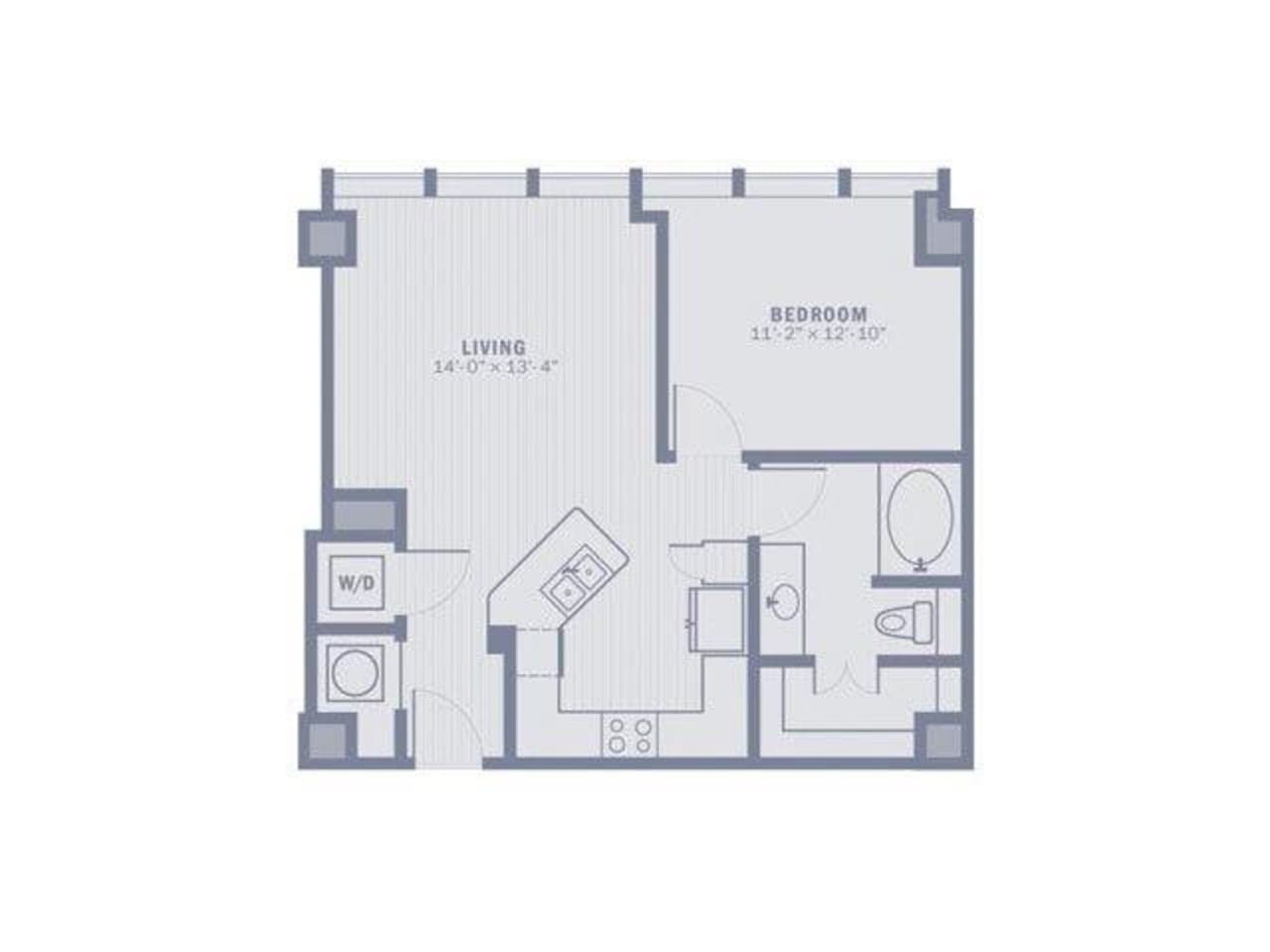 Floorplan diagram for A1B, showing 1 bedroom