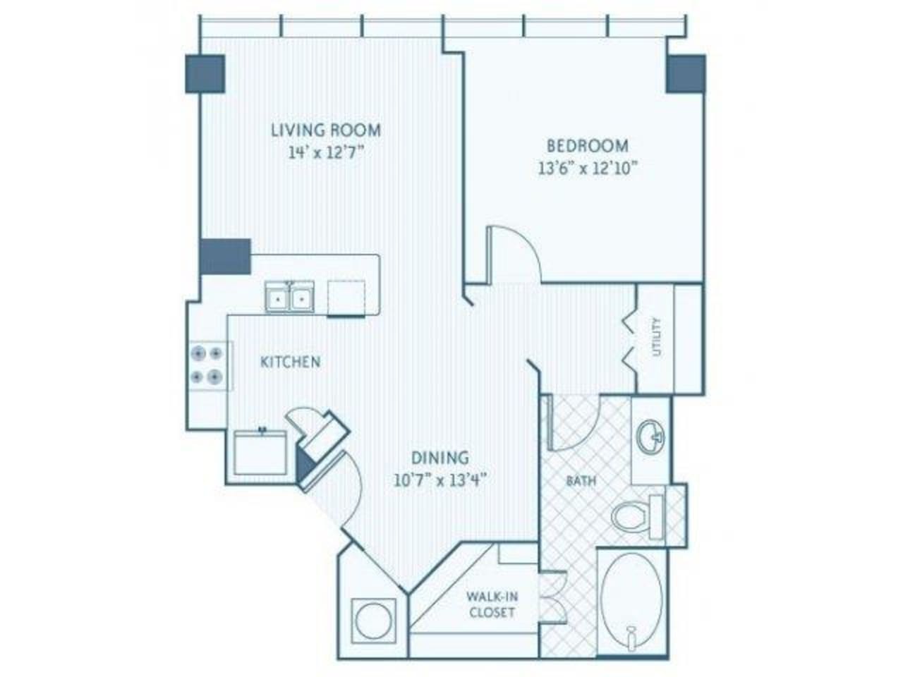Floorplan diagram for A2B, showing 1 bedroom