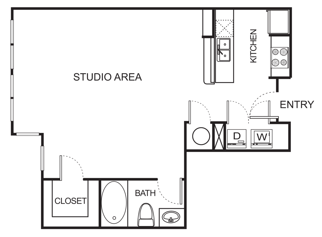 Floorplan diagram for E3 Studio, showing Studio