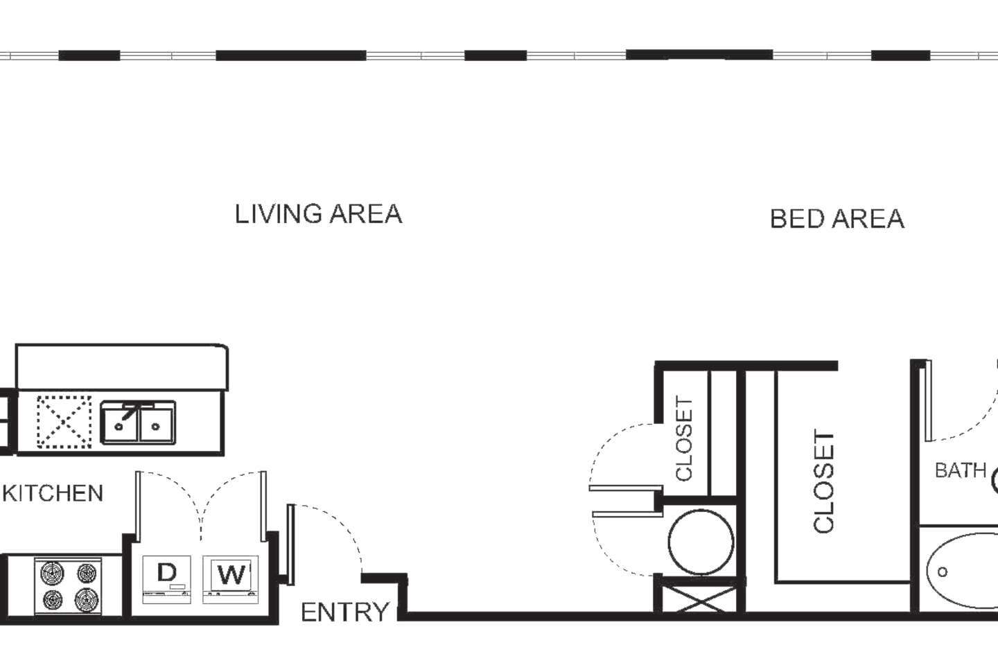 Floorplan diagram for Indi 2-DE Studio, showing Studio