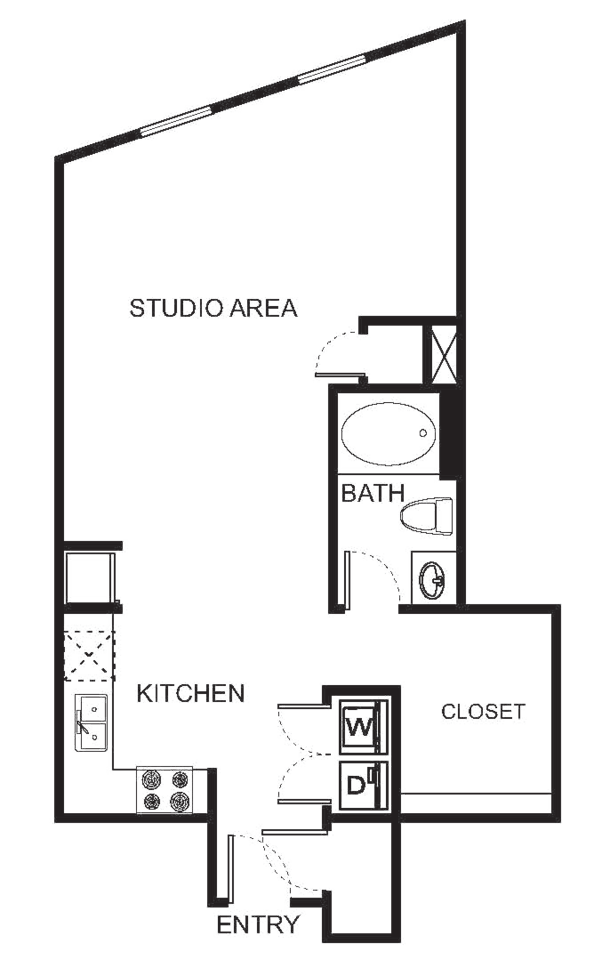 Floorplan diagram for OB-B Studio, showing Studio