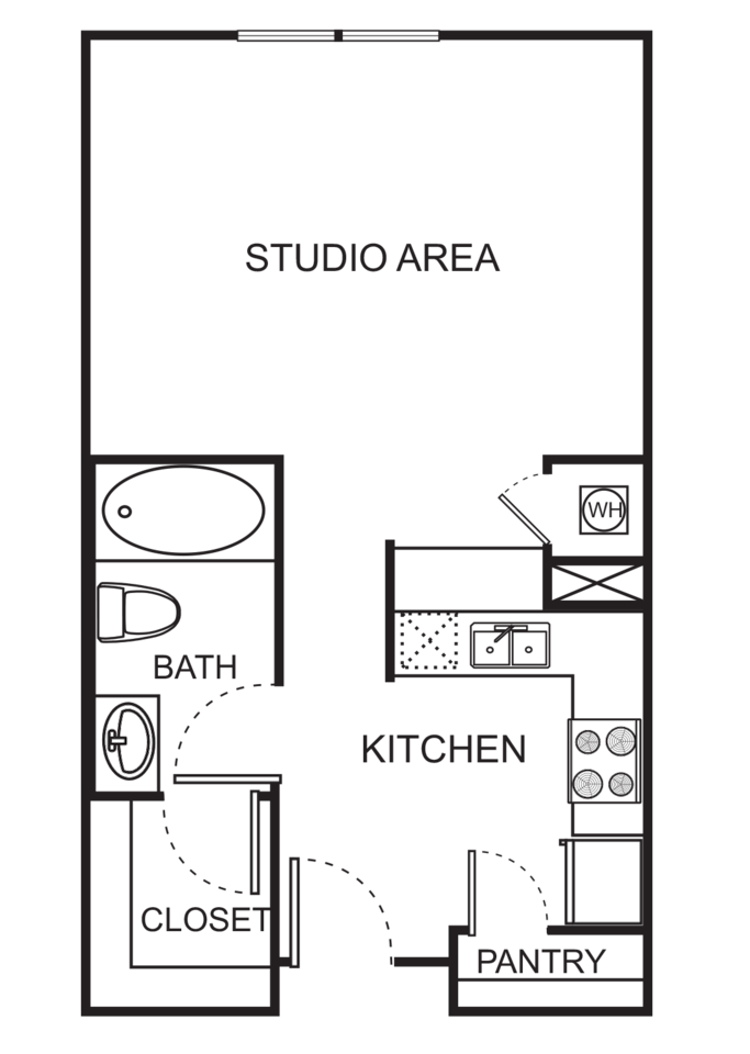 Floorplan diagram for S Studio Reimagined, showing Studio