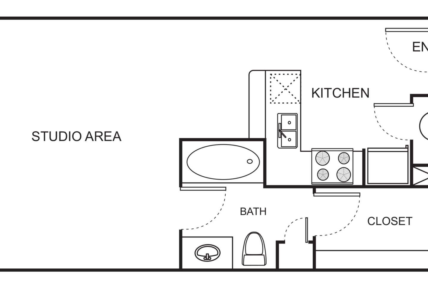 Floorplan diagram for S0-AB Studio Loft Reimagined, showing Studio