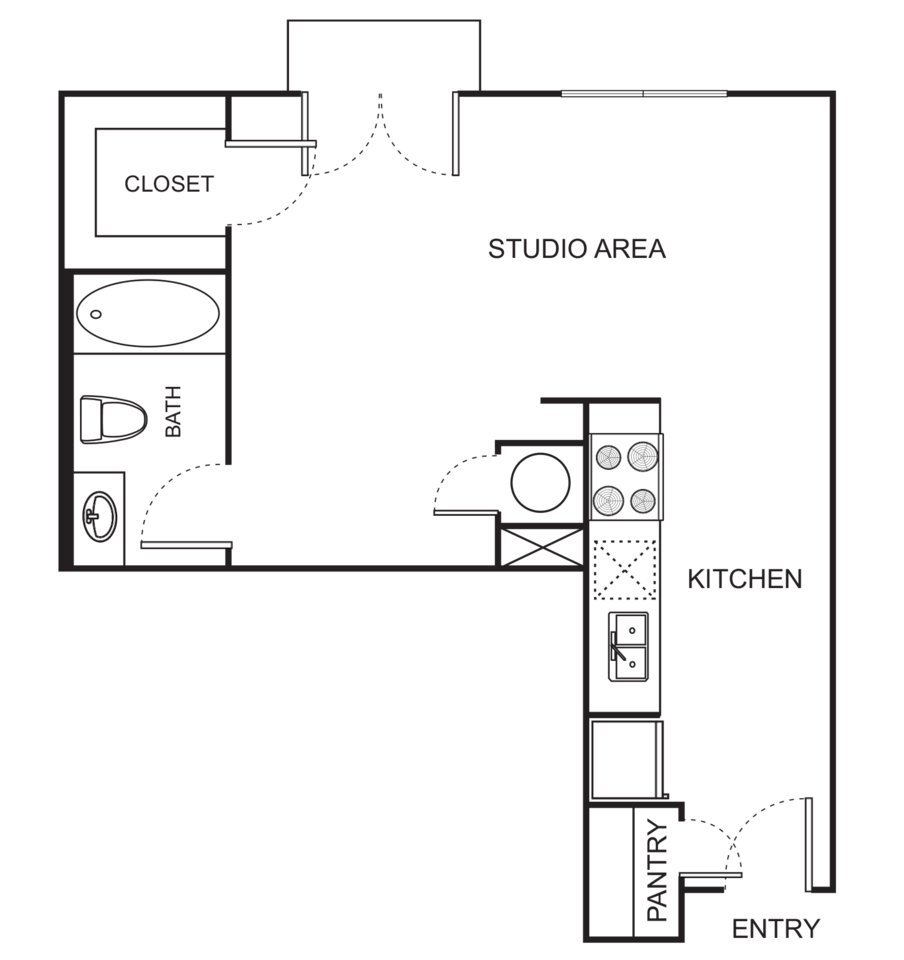 Floorplan diagram for S5 Studio - Harmony, showing Studio