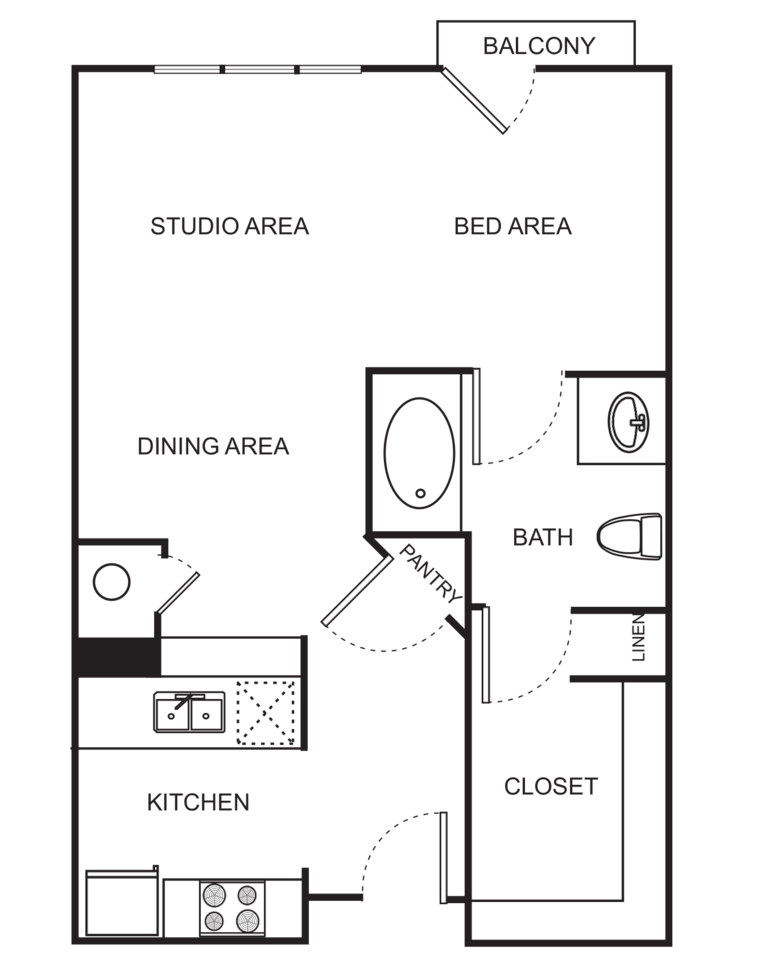 Floorplan diagram for S7 Studio Reimagined, showing Studio
