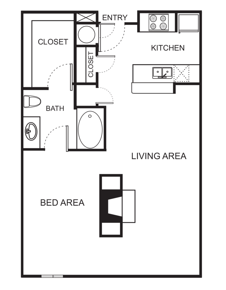 Floorplan diagram for S8 Studio, showing Studio