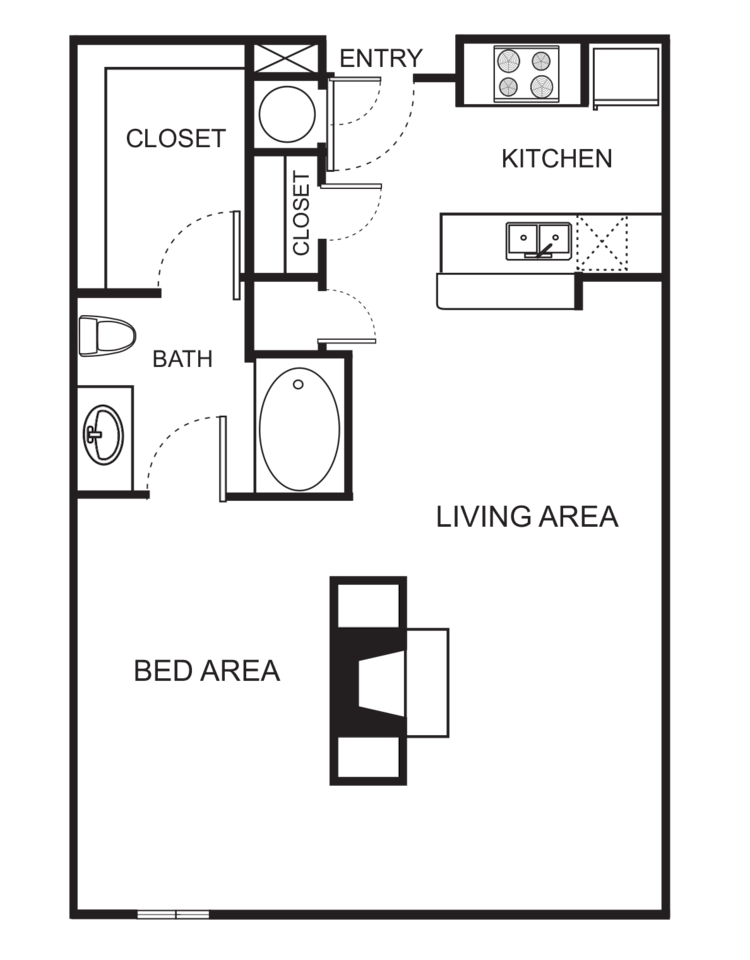 Floorplan diagram for S8 Studio - Harmony, showing Studio