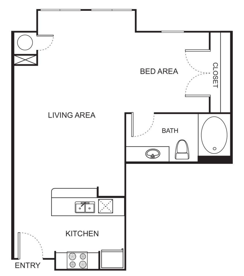 Floorplan diagram for S4 Studio - Harmony, showing Studio