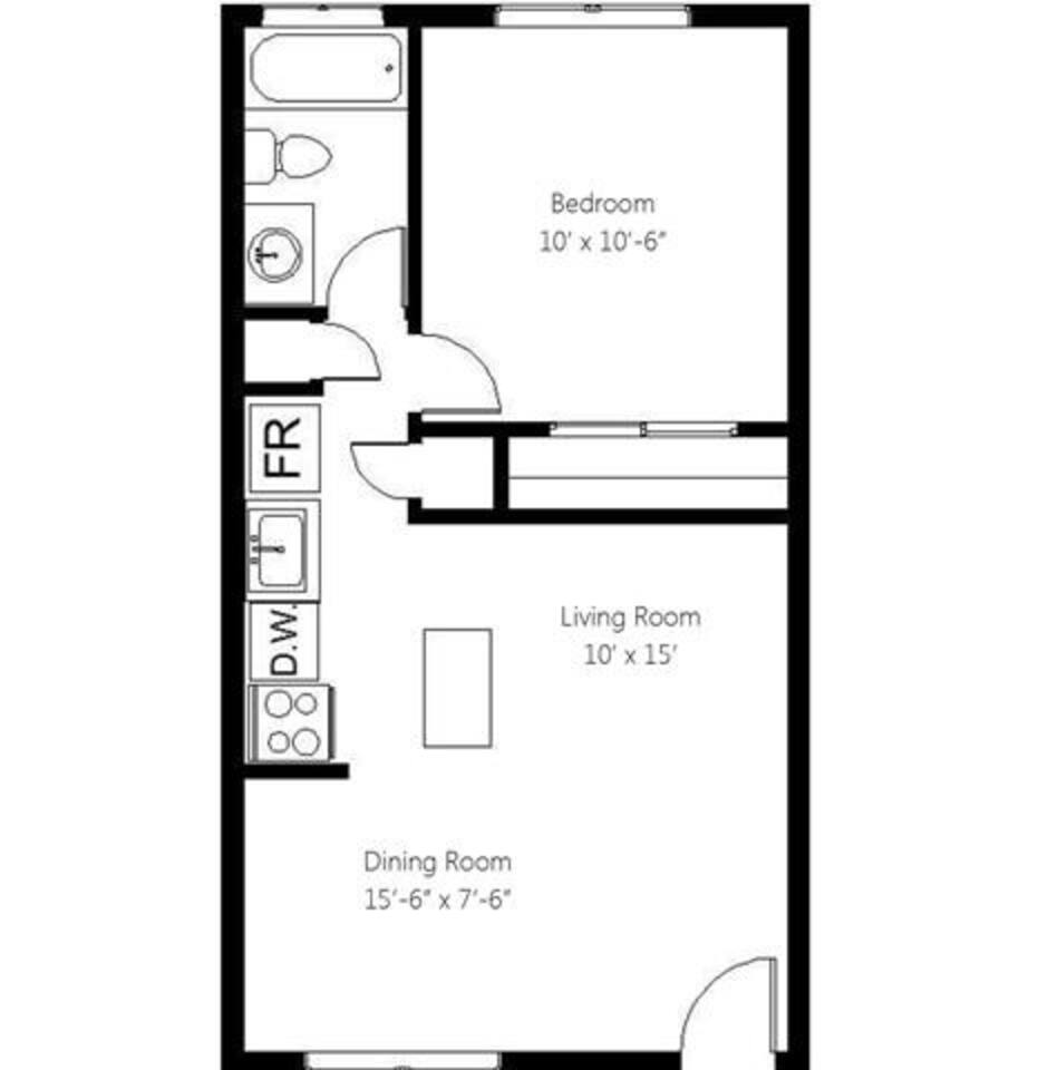 Floorplan diagram for Regency, showing 1 bedroom