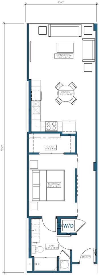 Floorplan diagram for A3, showing 1 bedroom