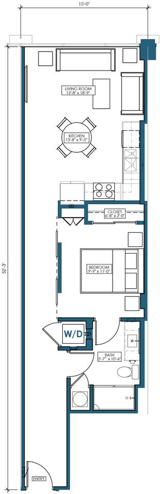 Floorplan diagram for A8, showing 1 bedroom