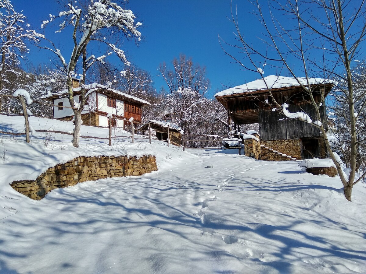 正宗的客房，山景迷人