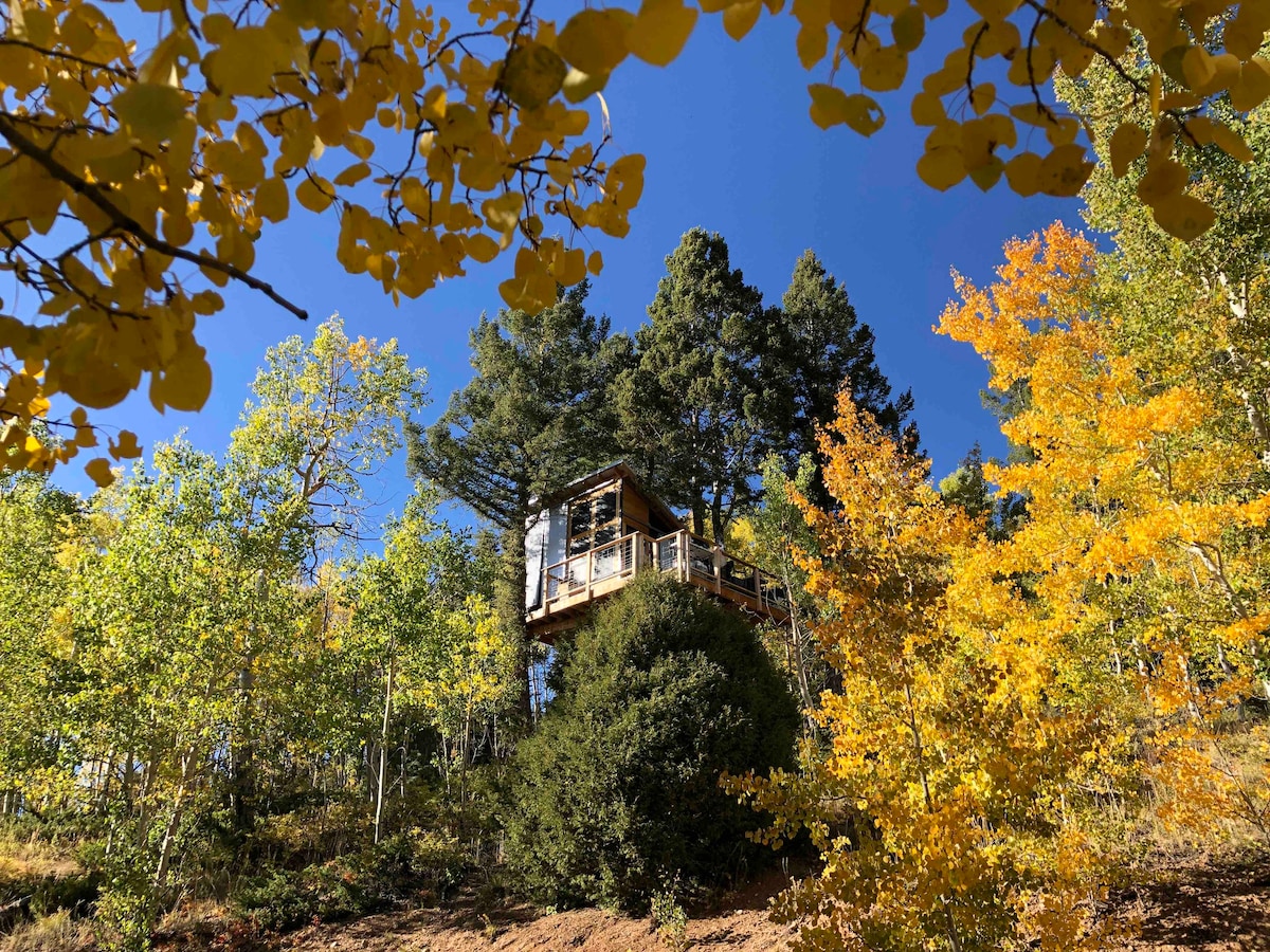 Colorado High Mountain Offrid Glamping Treehouse
