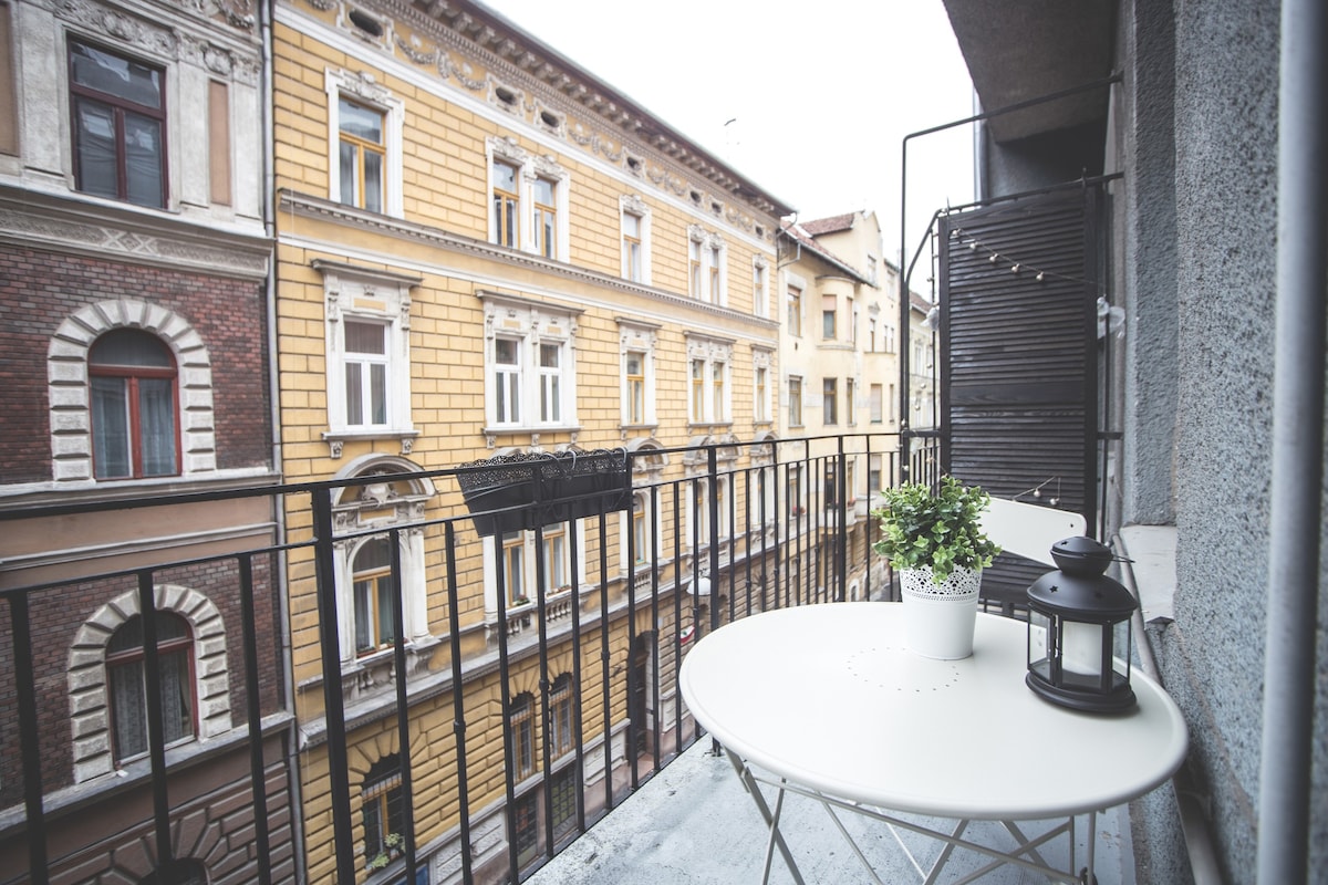 舒适宽敞的公寓，带阳台，位于市中心