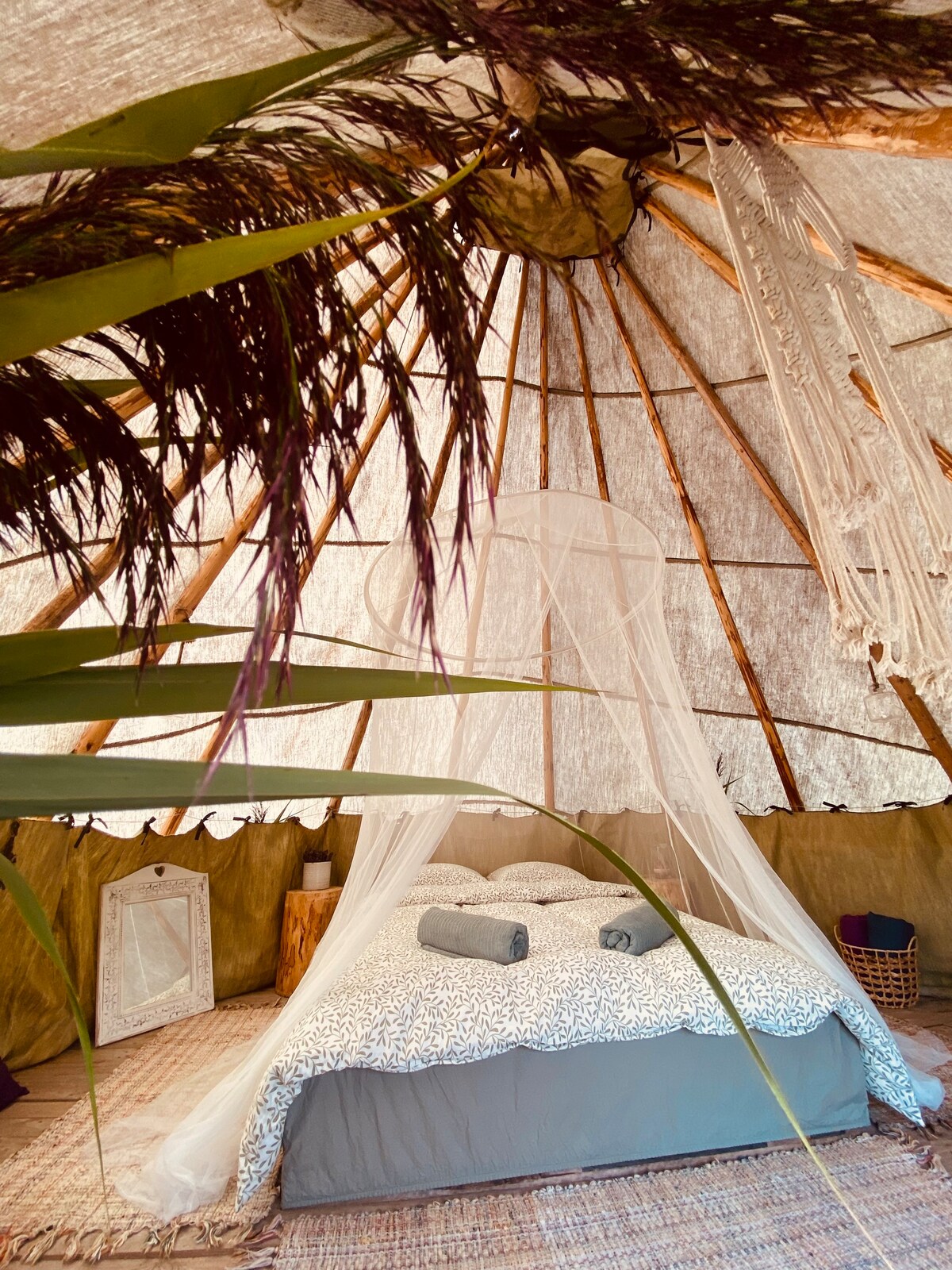 Tipi tent with terrace