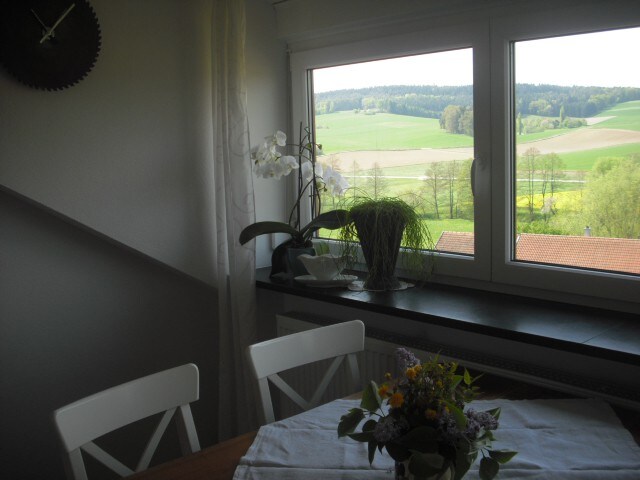 Ferienhof Bimesmeier (Triftern), Ferienwohnung 3 (75qm) mit Panoramafenster, automatischen Dachrollos, Fußbodenheizung im Bad und Küchenzeile