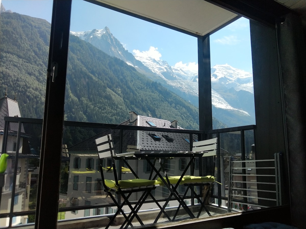 霞慕尼山（ Chamonix Mont-Blanc ）中心的单间公寓避难所