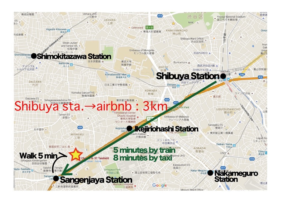 假日广场207/涩谷（ Shibuya ）乘坐火车5分钟可达上茶屋（ Sangenj