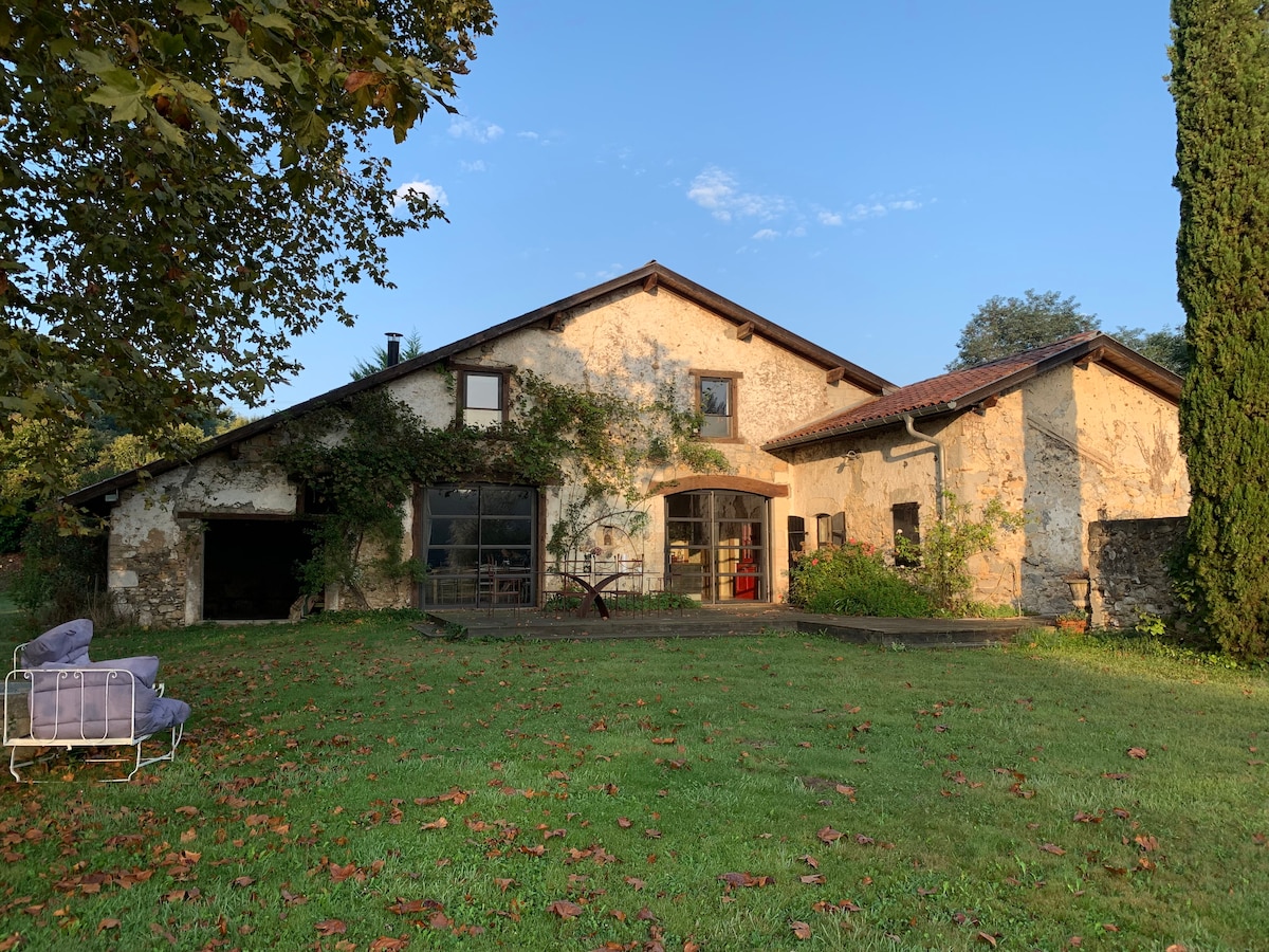 Grande maison landaise avec piscine chauffée