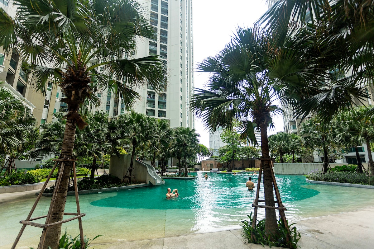 曼谷市中心泳池景观公寓中文服务