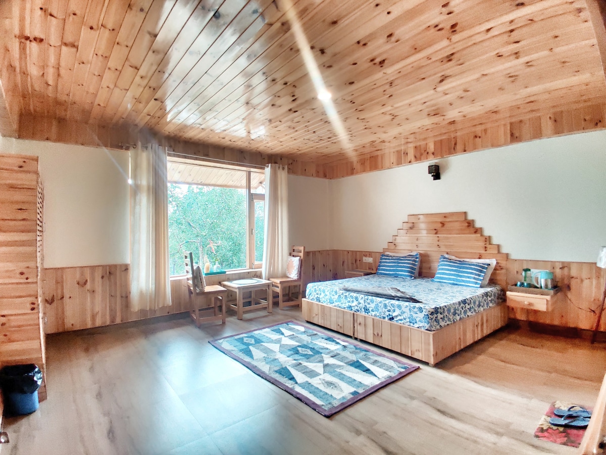 Himachali wooden interiors with panoramic view